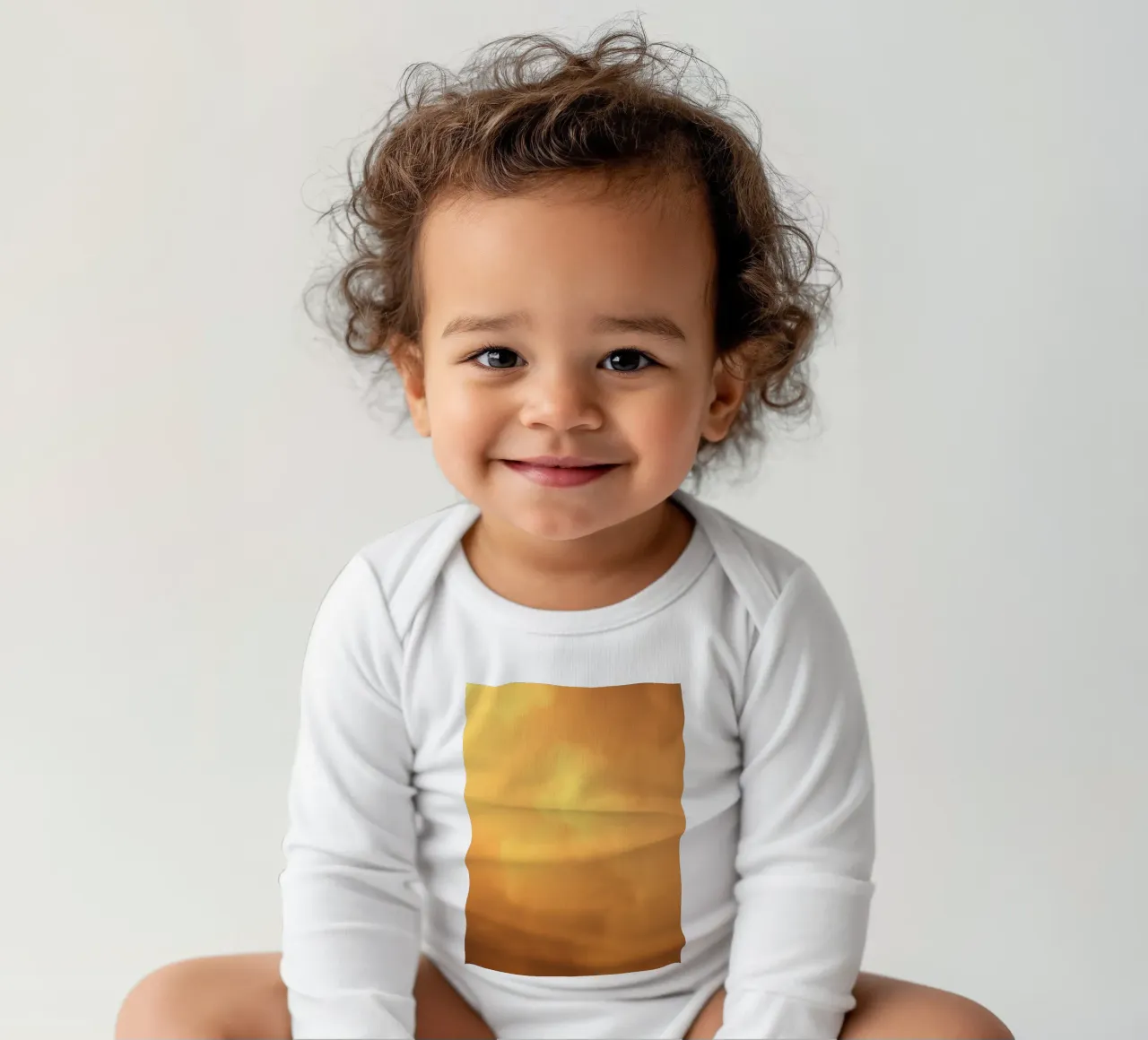 Beautiful abstract warm tone wallpaper with soft cloud long-sleeve baby romper by DesignDoodle