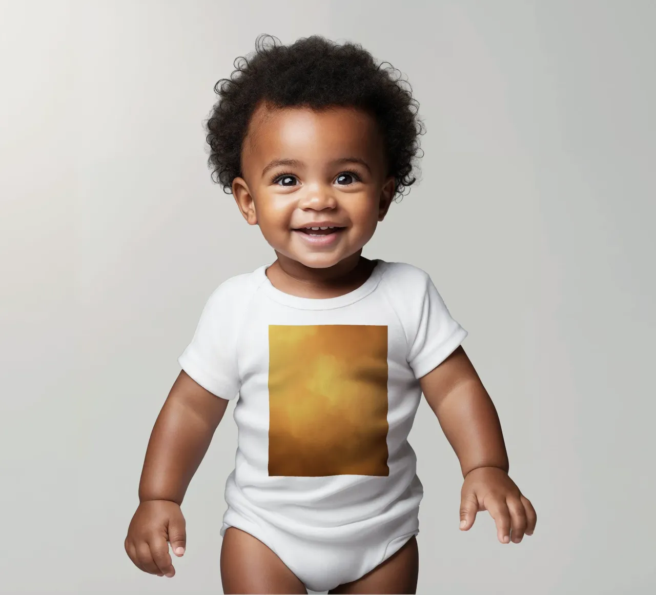 Beautiful abstract warm tone wallpaper with soft cloud short-sleeve baby romper by DesignDoodle