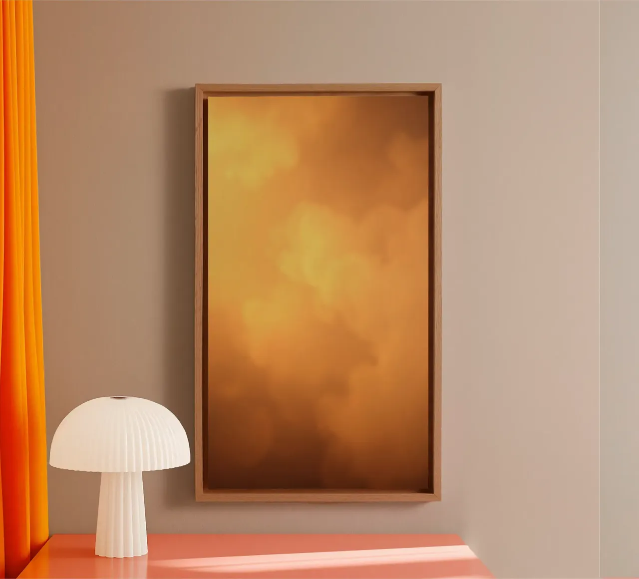 Magnifique papier peint abstrait aux tons chauds avec de doux nuages toile de DesignDoodle