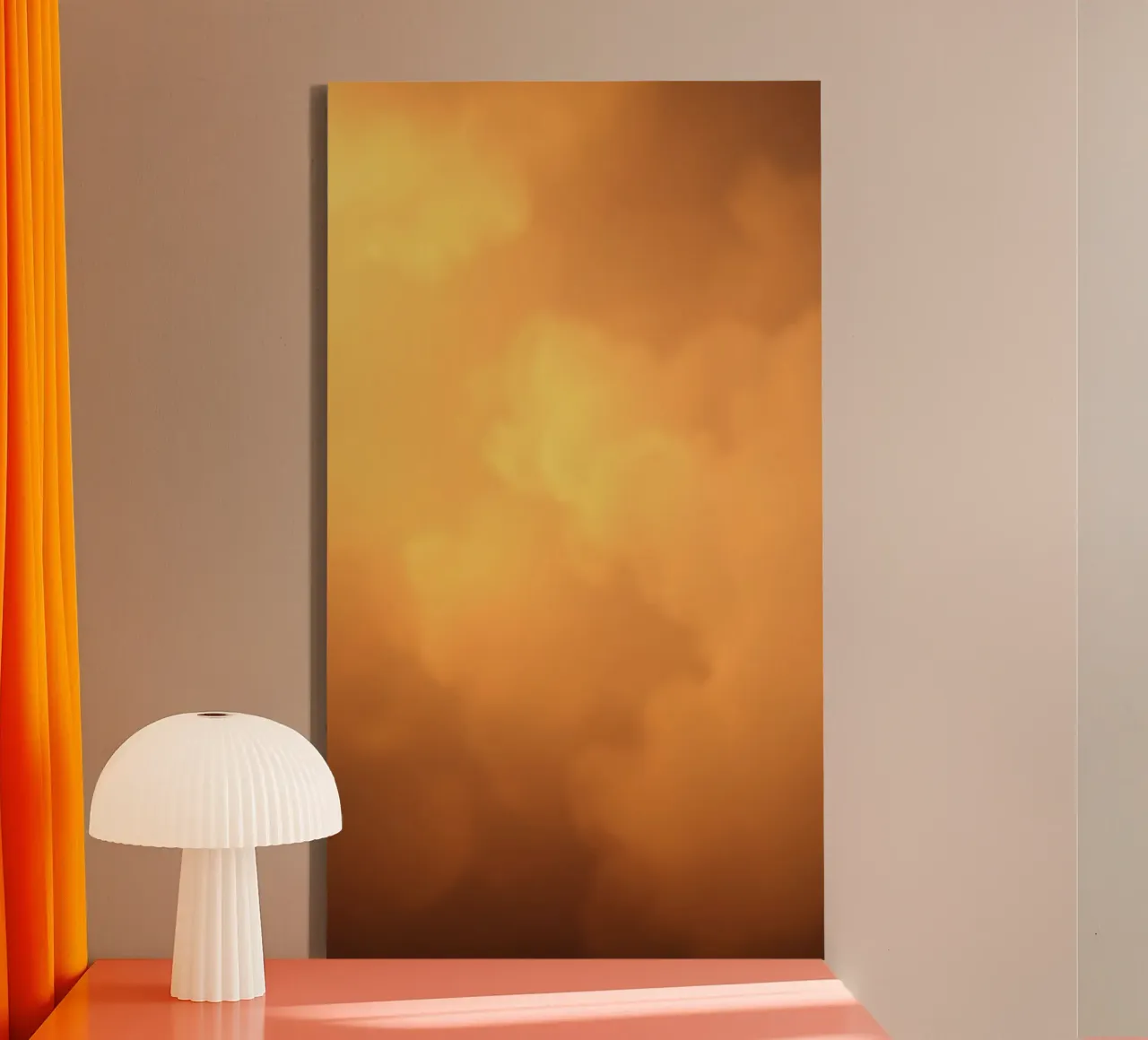 Magnifique papier peint abstrait aux tons chauds avec de doux nuages toile de DesignDoodle