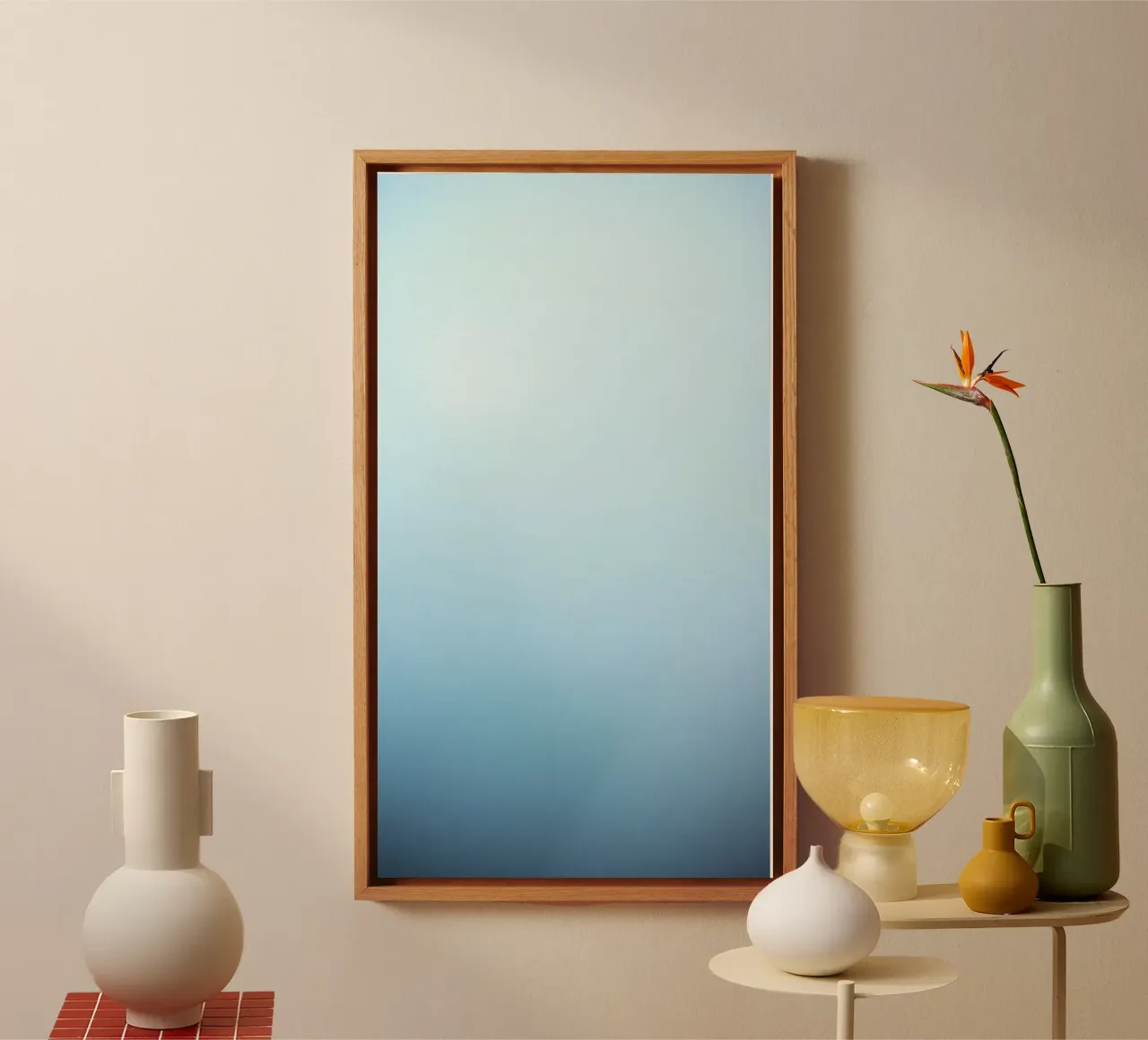 blue background featuring soft soothing gradients canvas with Floater frame by DesignDoodle