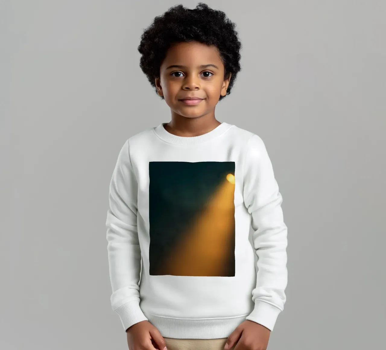 Explore warm light beams illuminating the abstract backgroun kids sweatshirt by DesignDoodle