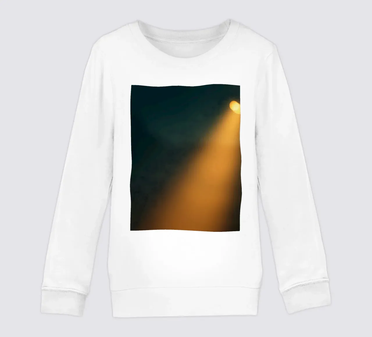 Explore warm light beams illuminating the abstract backgroun kids sweatshirt by DesignDoodle