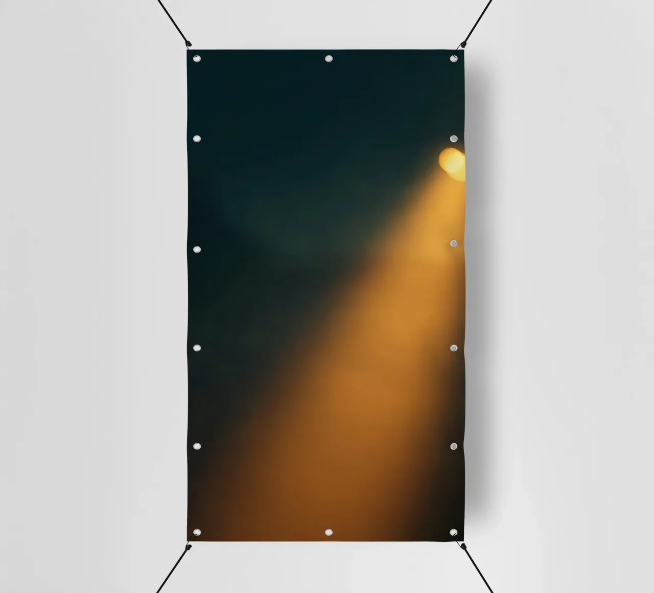 Explore warm light beams illuminating the abstract backgroun telo in pvc da DesignDoodle