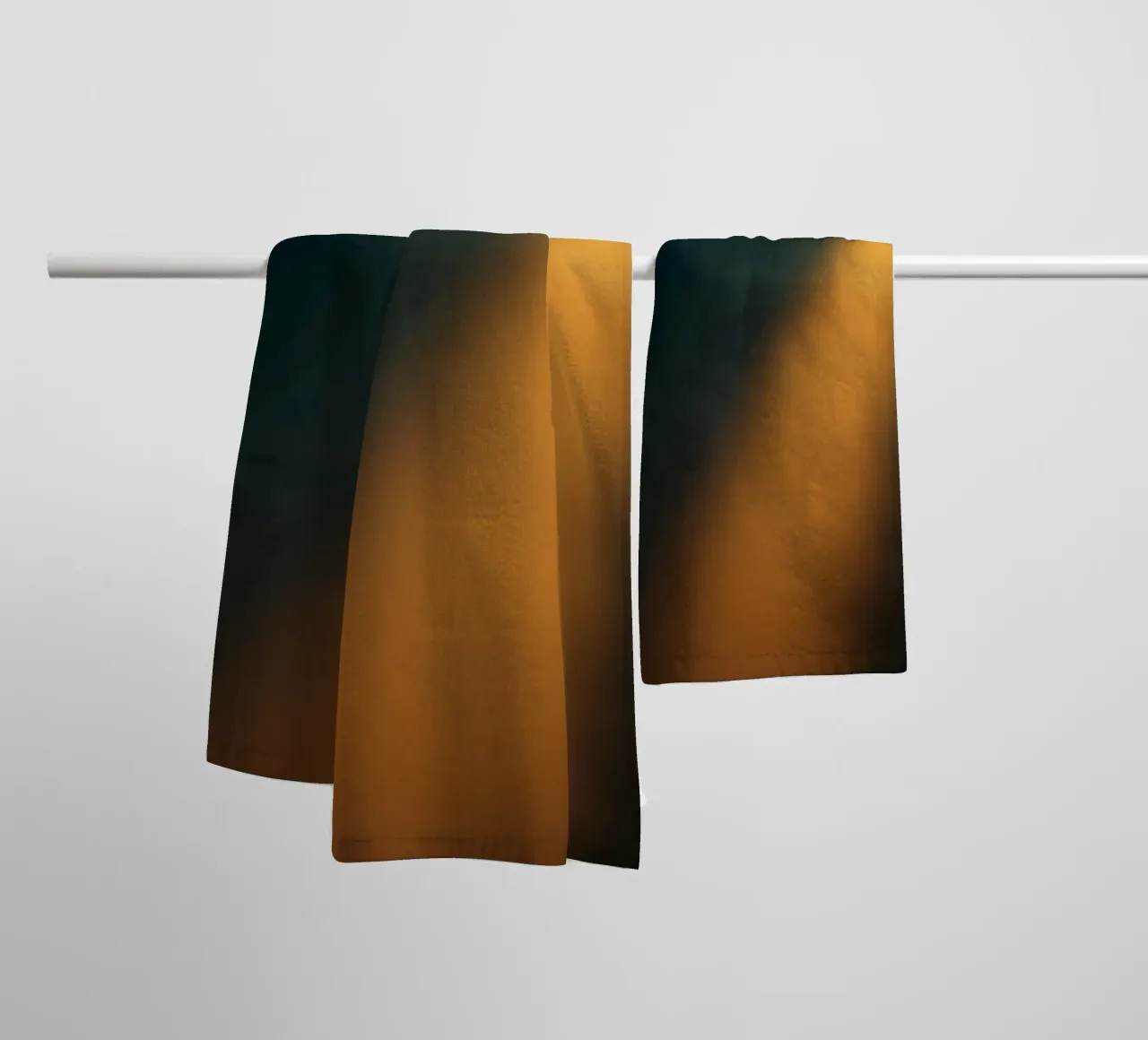 Explore warm light beams illuminating the abstract backgroun towel by DesignDoodle