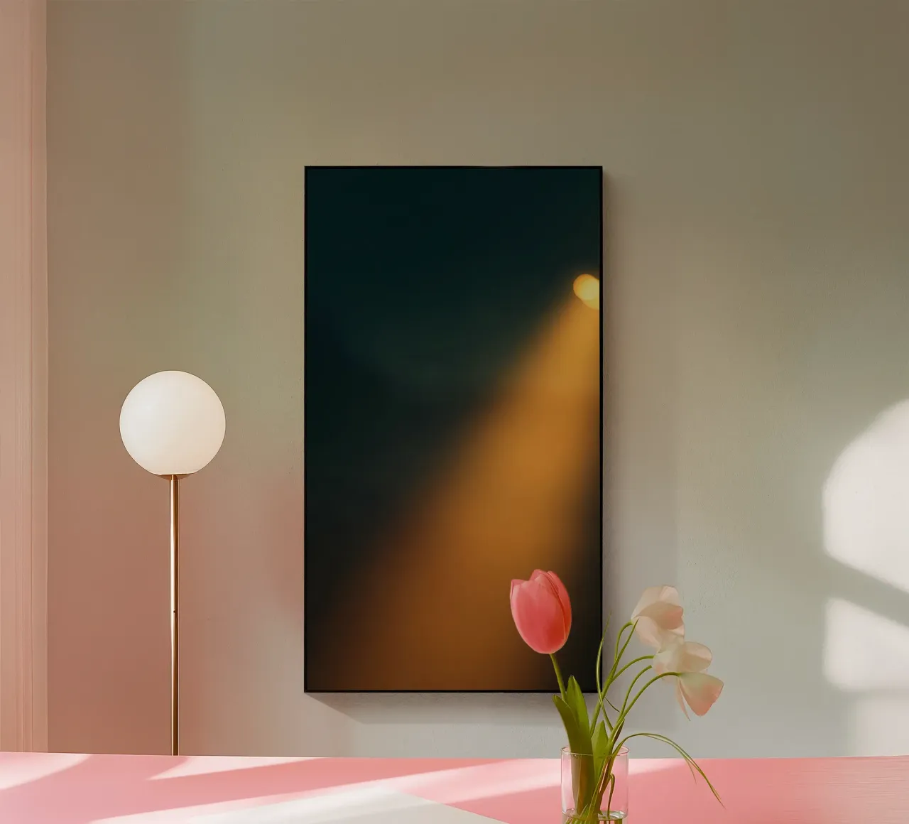Explore warm light beams illuminating the abstract backgroun Acryl-Glas von DesignDoodle