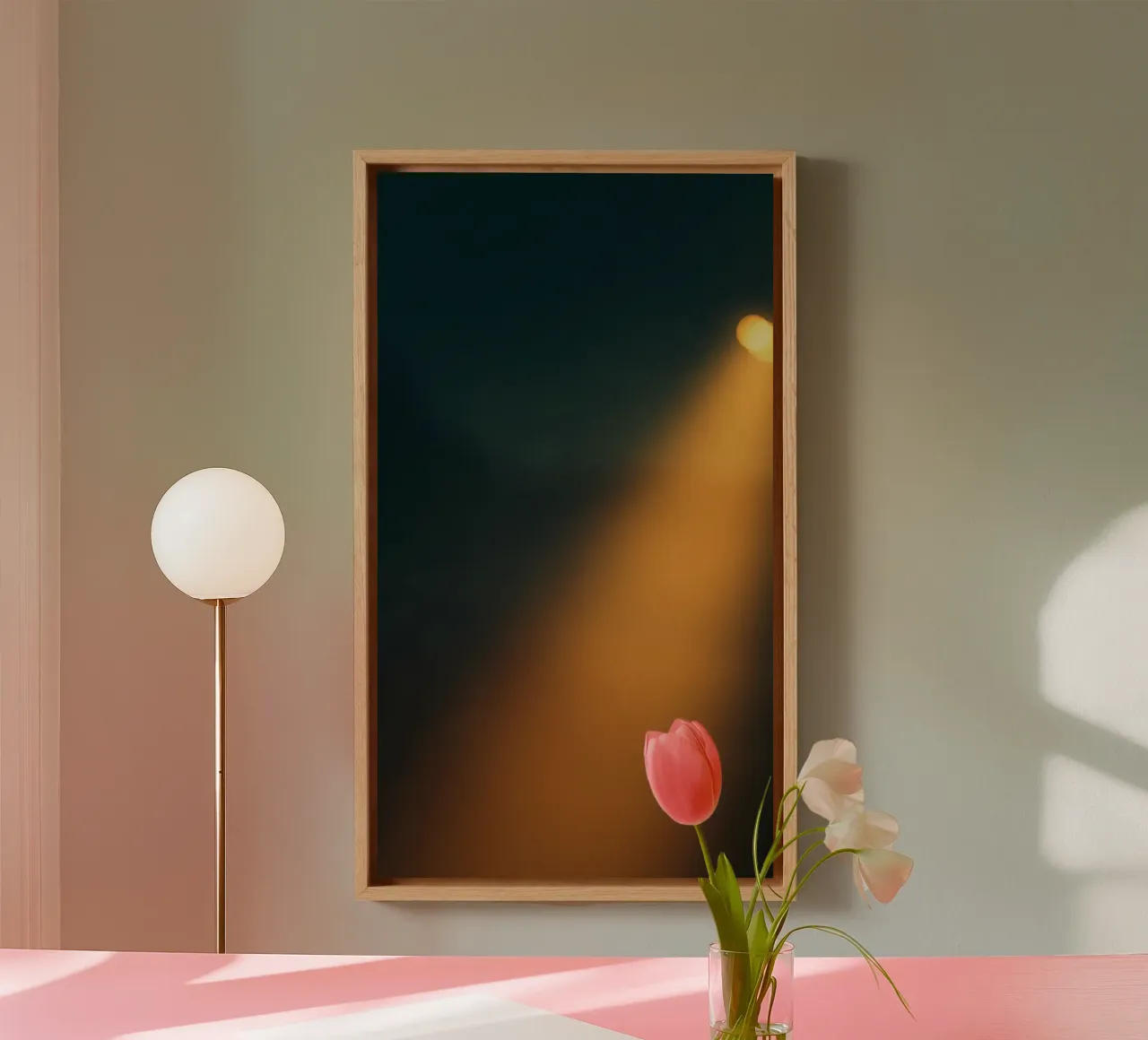 Explore warm light beams illuminating the abstract backgroun tela da DesignDoodle