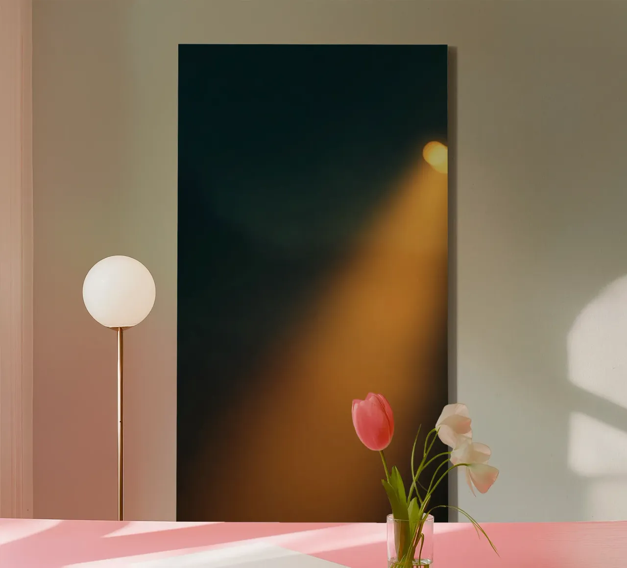 Explore warm light beams illuminating the abstract backgroun tela da DesignDoodle