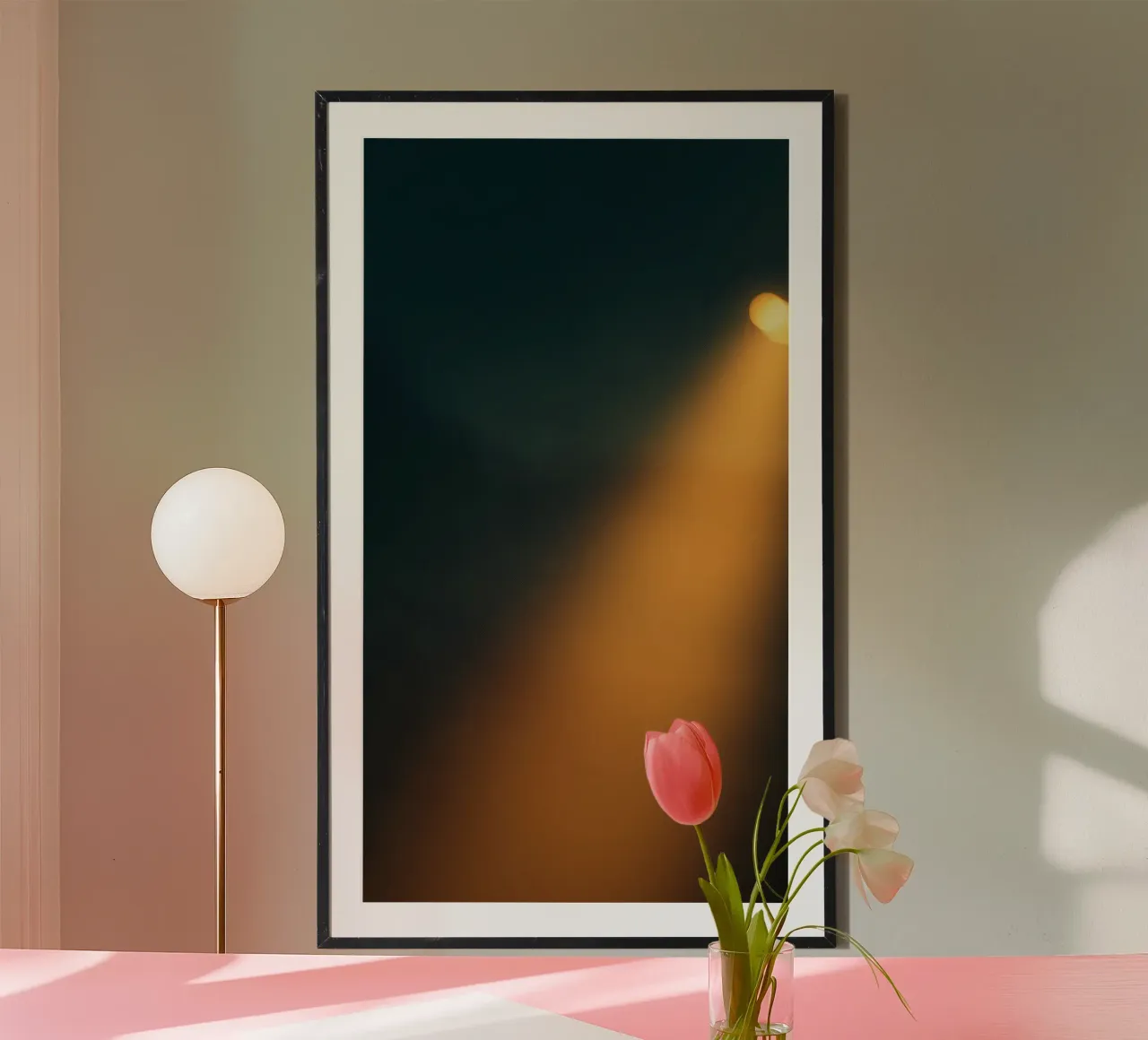 Explore warm light beams illuminating the abstract backgroun Hahnemühle von DesignDoodle