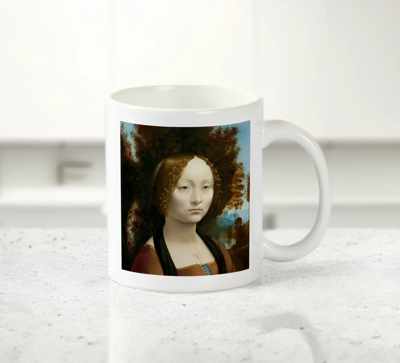 Ginevra de’ Benci by Leonardo da Vinci tazza in ceramica da Venus Art