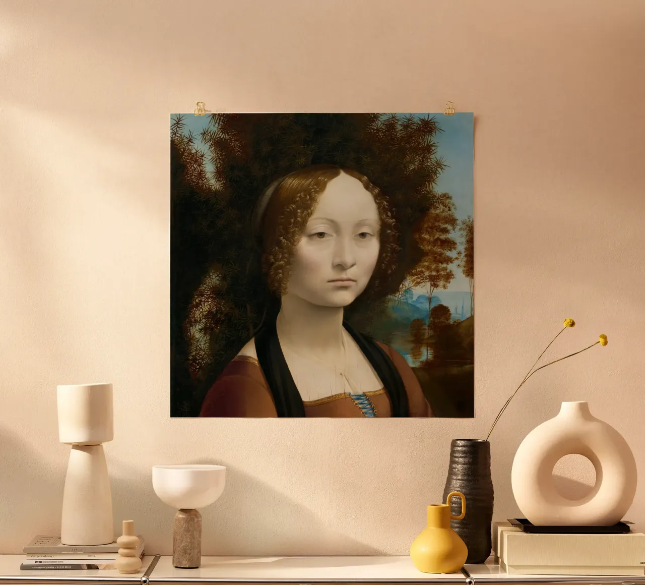 Ginevra de’ Benci by Leonardo da Vinci poster con telaio in alluminio da Venus Art