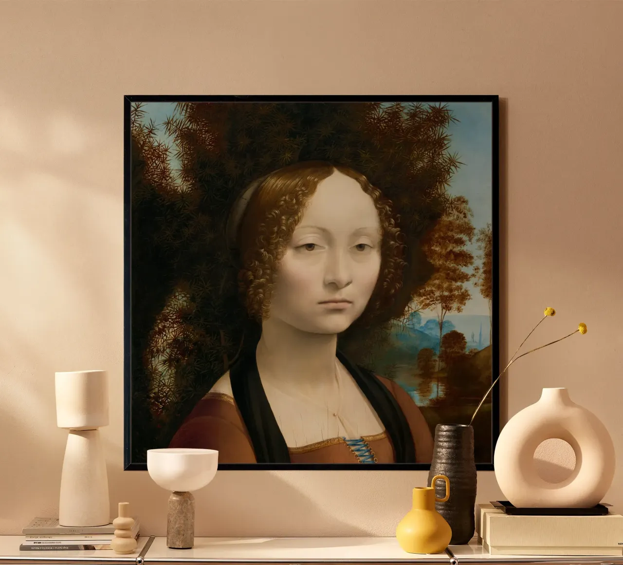 Ginevra de’ Benci by Leonardo da Vinci poster con telaio in alluminio da Venus Art