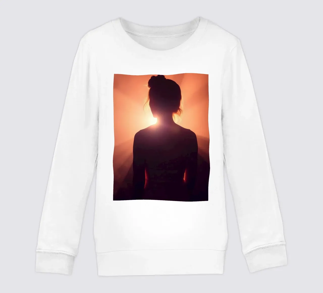 Silueta de una mujer sobre un fondo abstracto claro sudadera para niño de DesignDoodle
