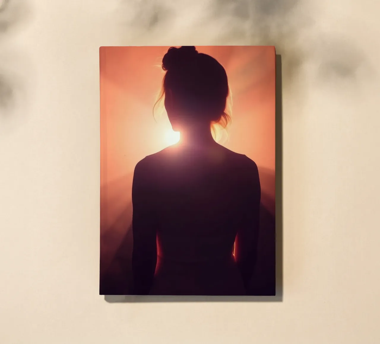 Silhouette d'une femme sur un fond lumineux abstrait carnet de notes de DesignDoodle
