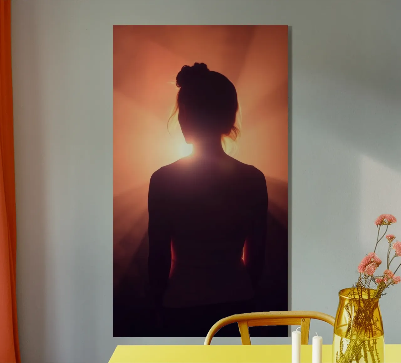 Silueta de una mujer sobre un fondo abstracto claro metacrilato de DesignDoodle