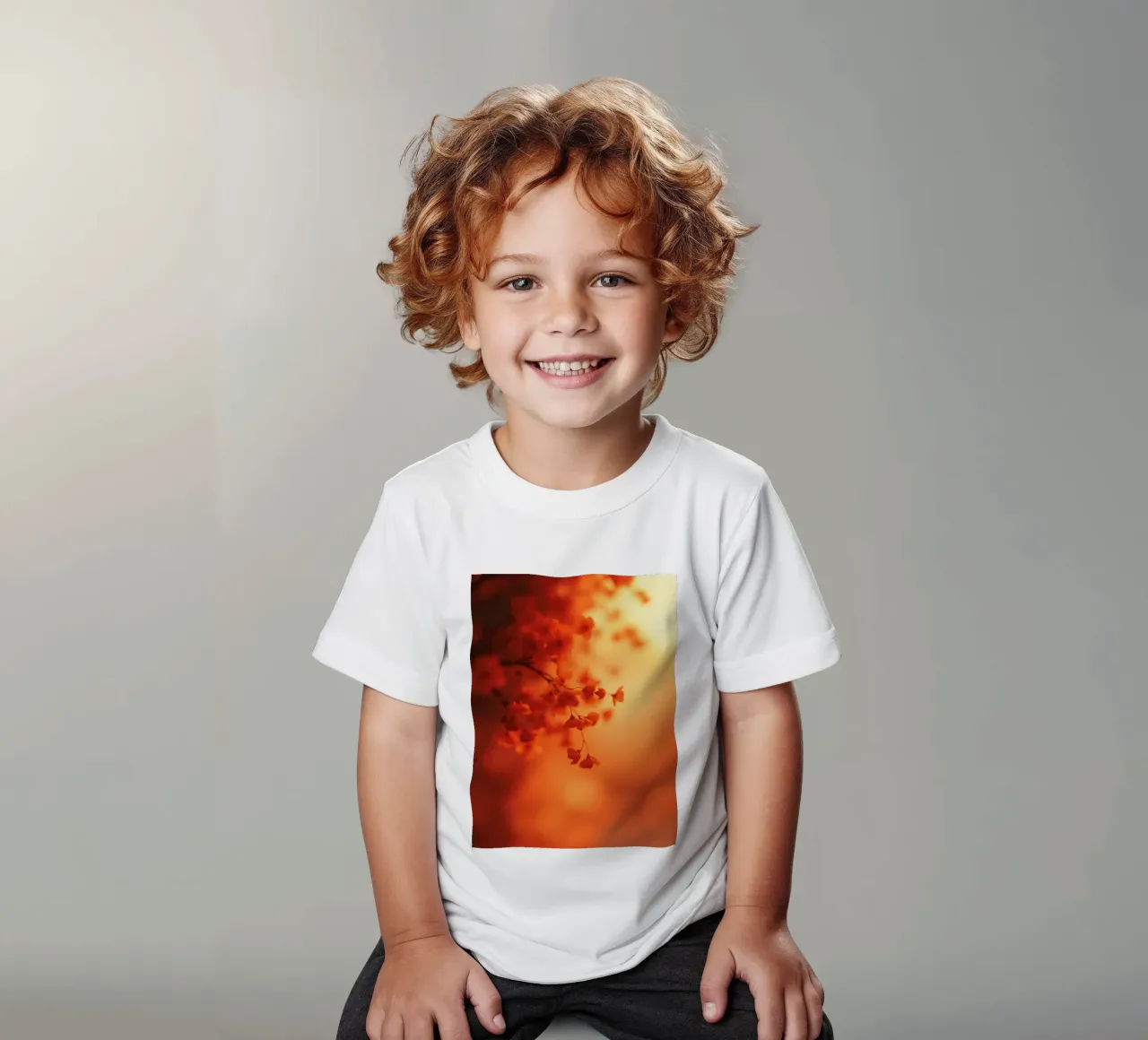 sfondo floreale arancione con soft focus t-shirt bambini da DesignDoodle