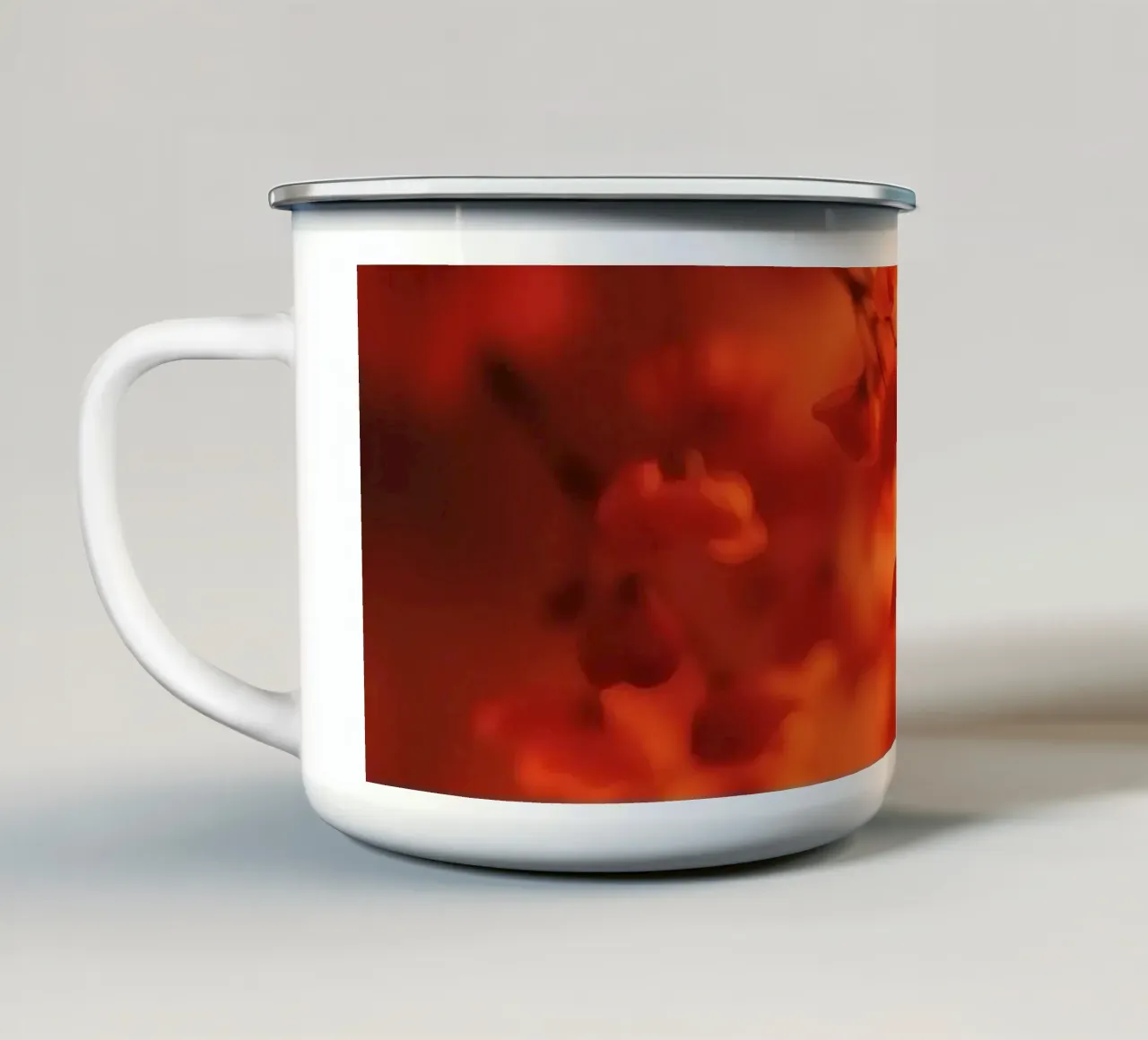 sfondo floreale arancione con soft focus tazza in smalto da DesignDoodle