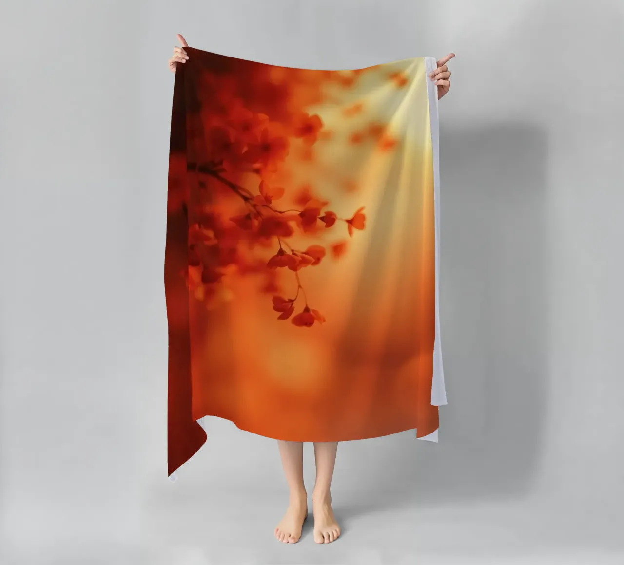 sfondo floreale arancione con soft focus telo mare da DesignDoodle