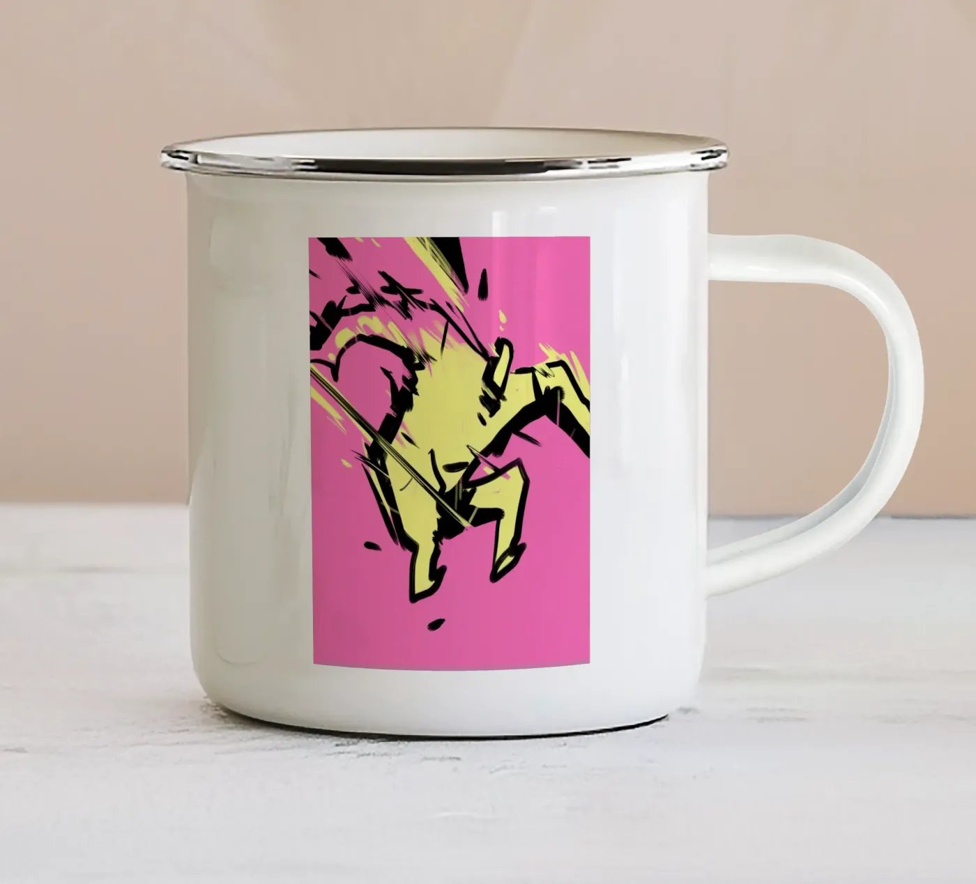 Jumping enamel mug by Johannes Lott Illustration