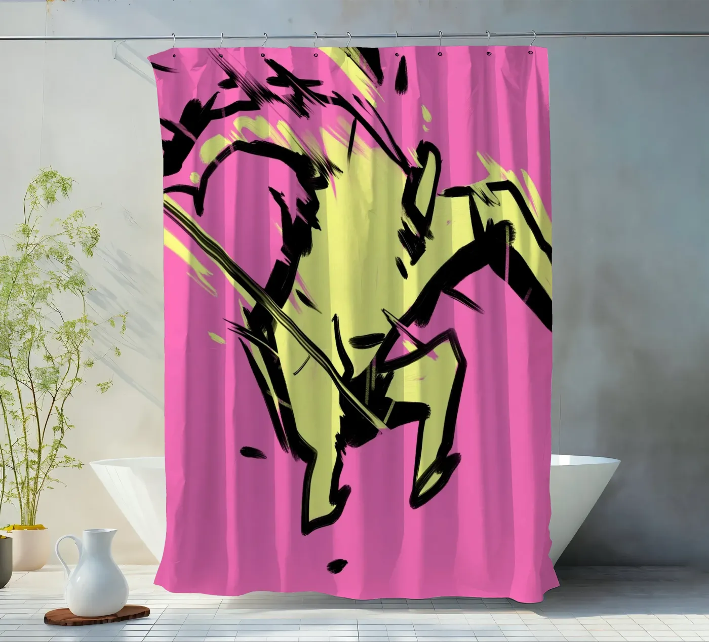 Springen Duschvorhang von Johannes Lott Illustration