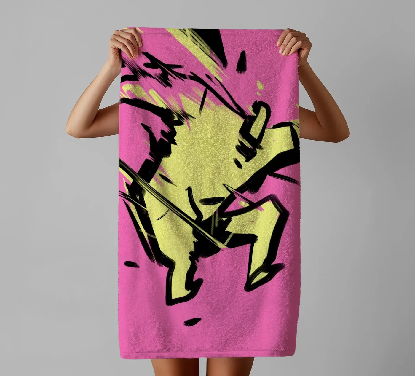 Springen badhanddoek van Johannes Lott Illustration