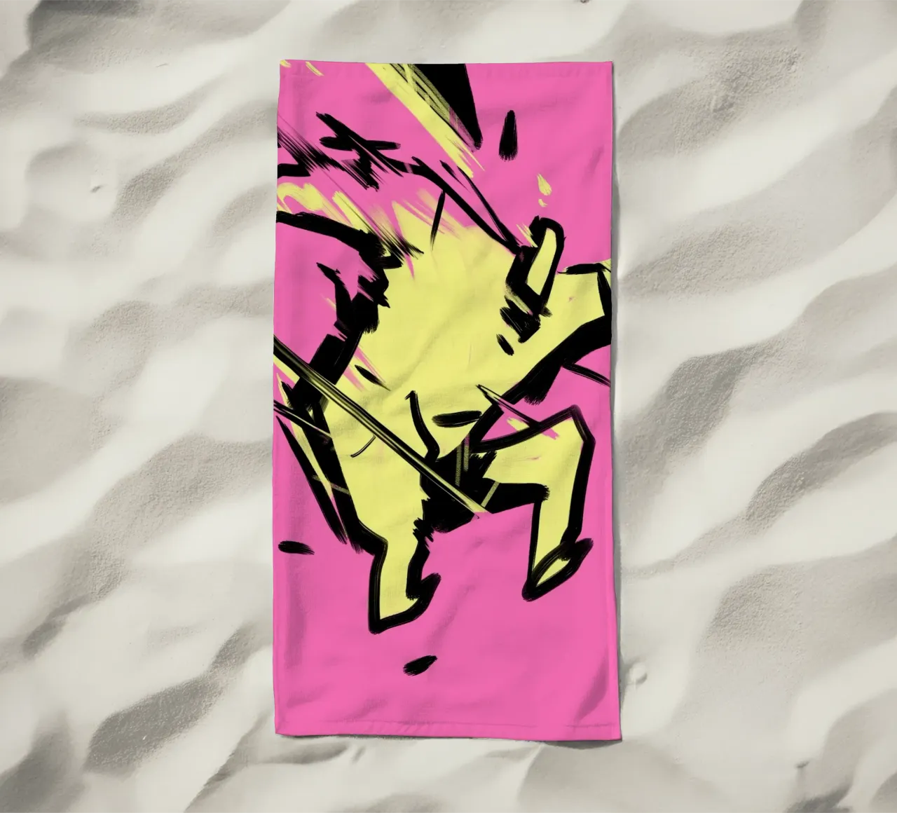 Jumping beach towel by Johannes Lott Illustration