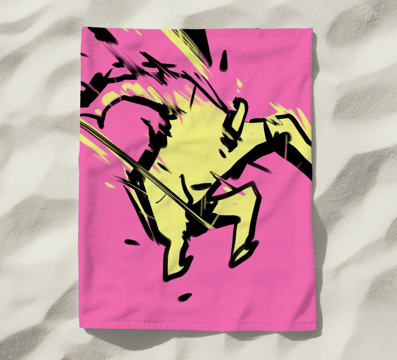 Jumping beach towel by Johannes Lott Illustration