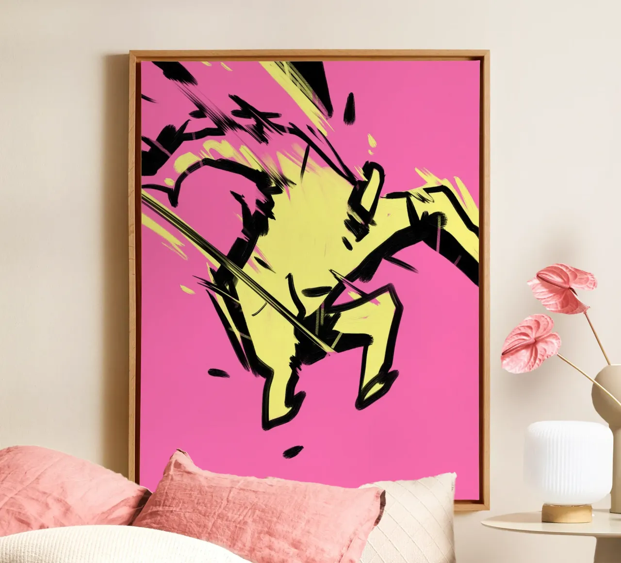 Springen canvas met Baklijst van Johannes Lott Illustration