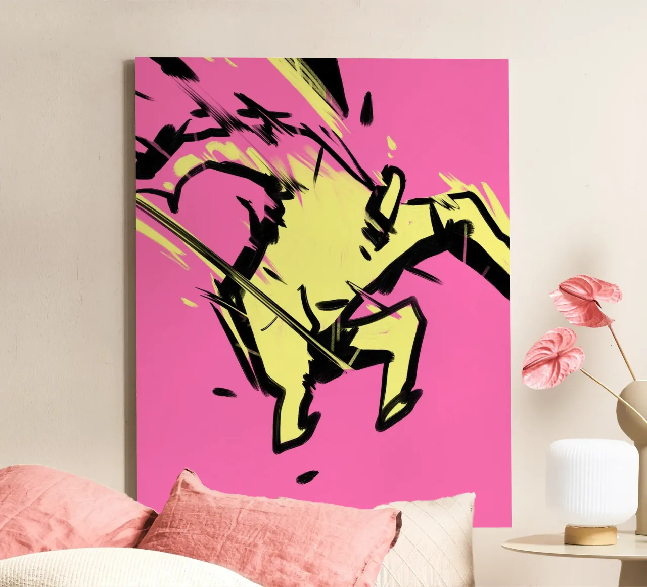 Springen canvas met Baklijst van Johannes Lott Illustration