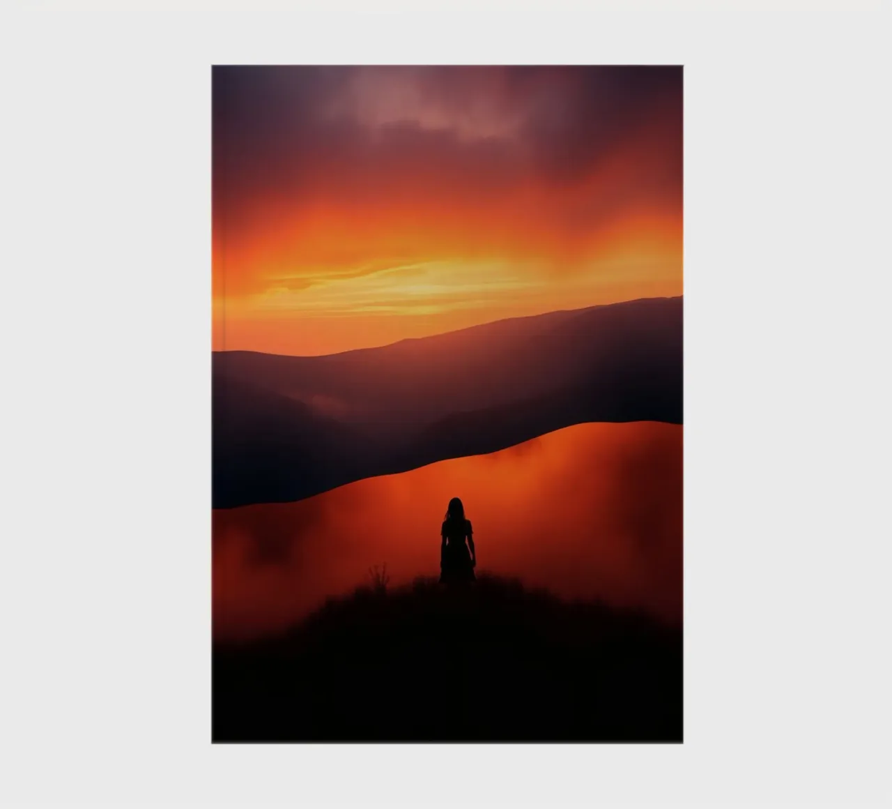 Stunning sunset view with silhouette of a person in hill notebook by DesignDoodle