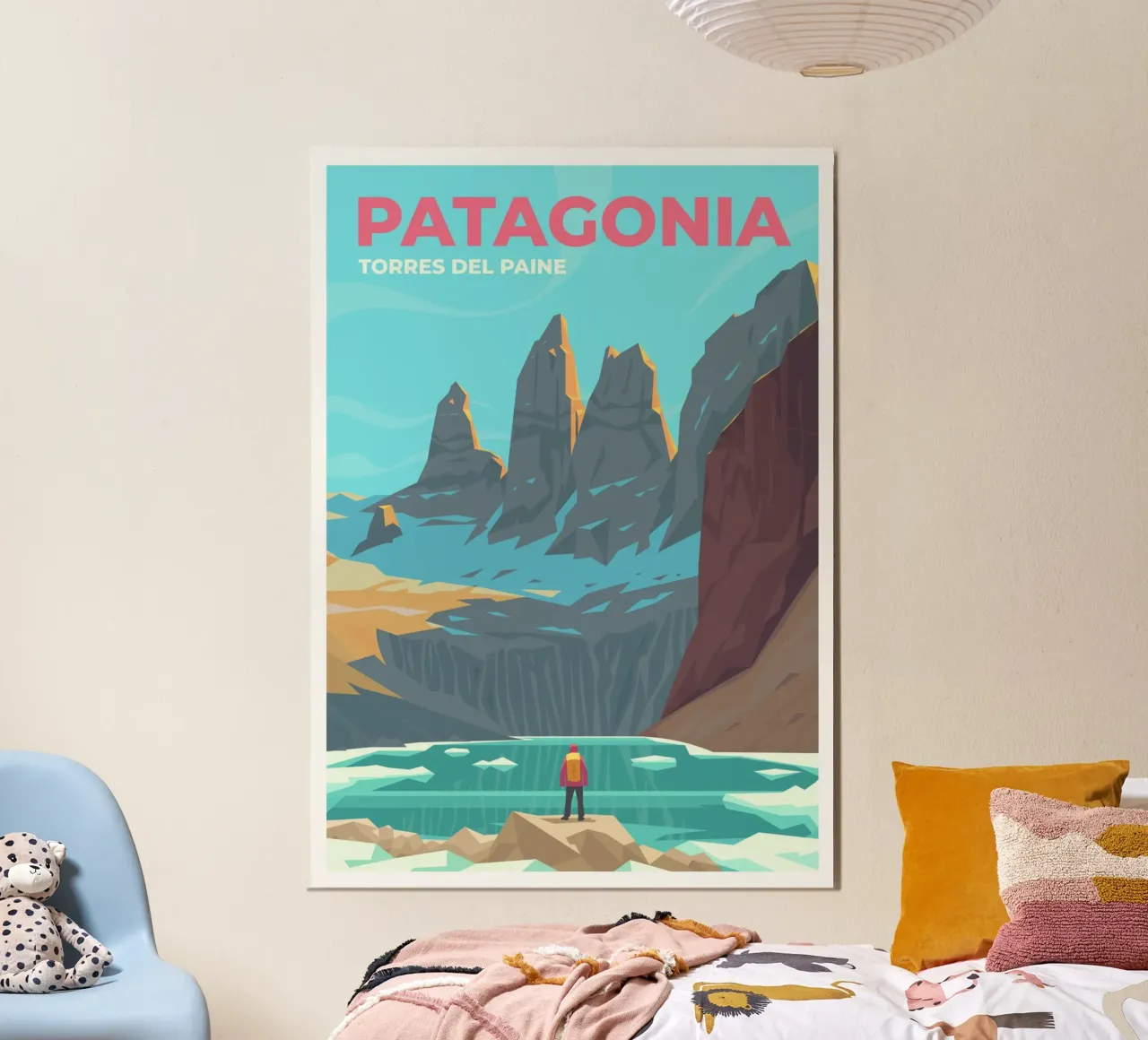 Torres del Paine, Patagonia poster con telaio in legno da Wanderlust Vibes