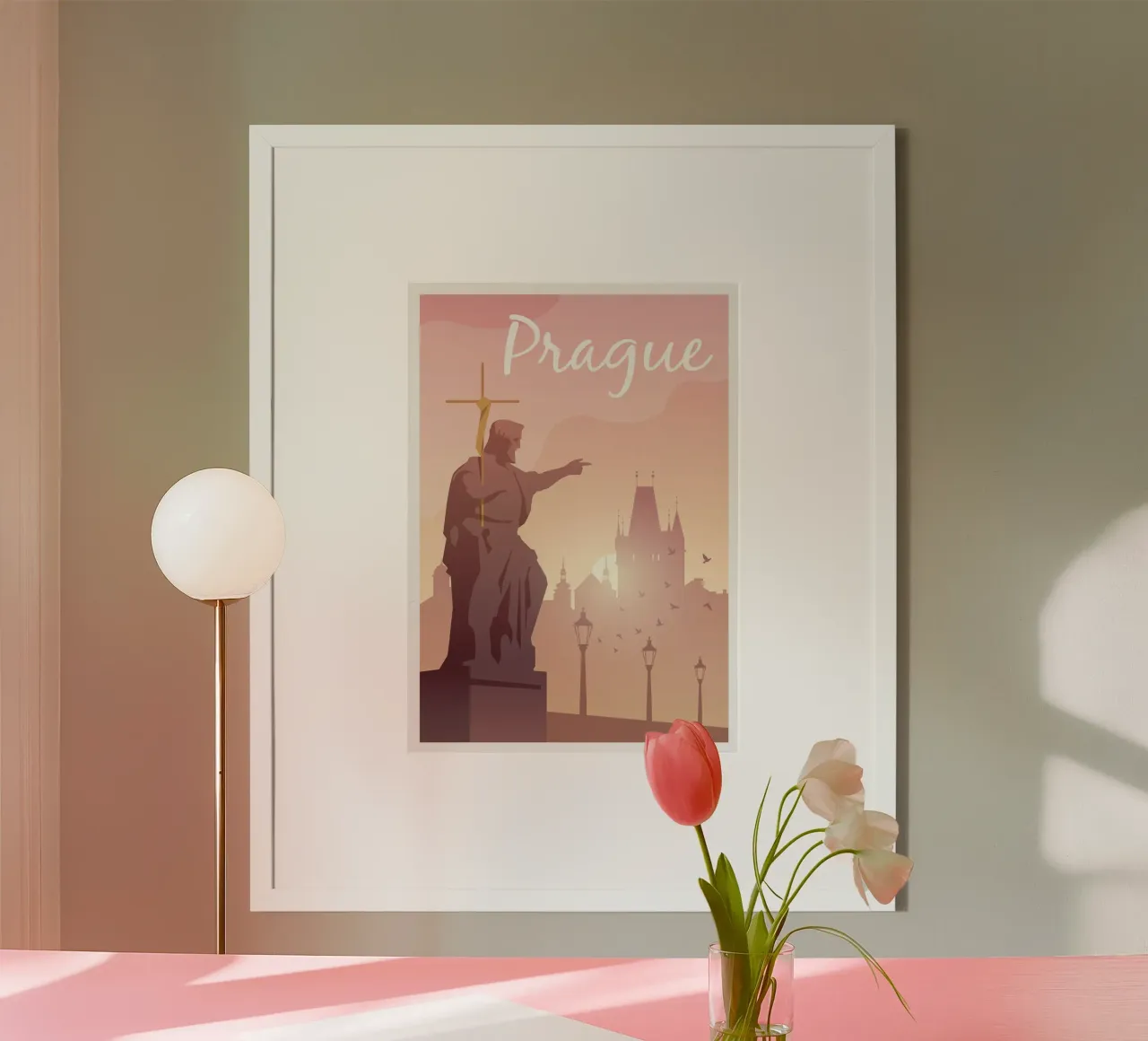 Praga, Chequia poster con telaio in plastica da Wanderlust Vibes