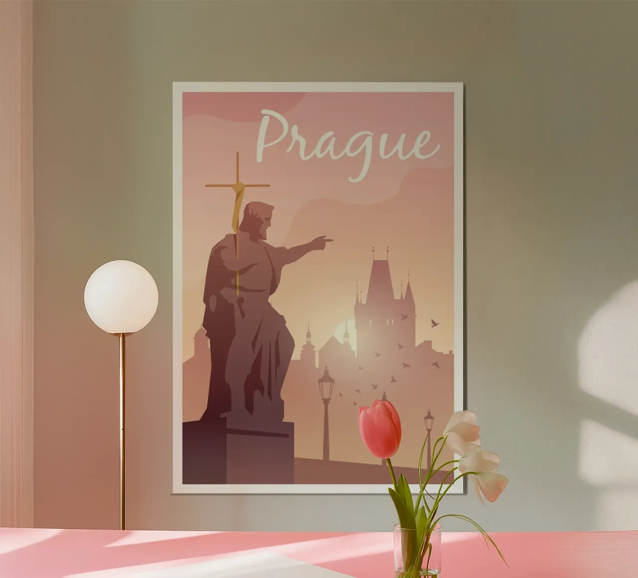 Praga, Chequia poster con telaio in plastica da Wanderlust Vibes