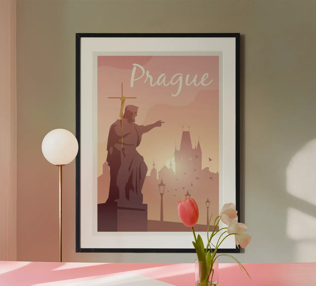 Praga, Chequia poster con telaio in plastica da Wanderlust Vibes