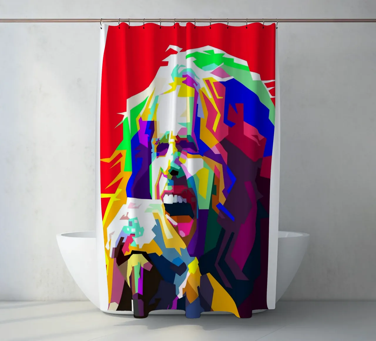 Steven Tyler Aerosmith Sänger Classic Rock WPAP Style Illust Duschvorhang von Artkreator