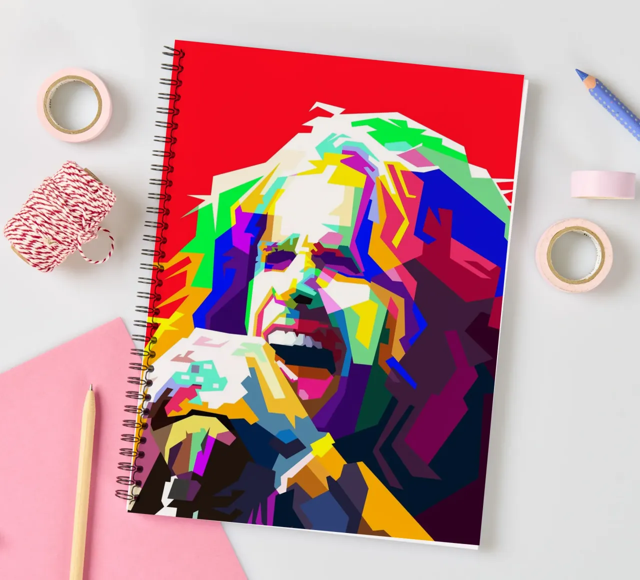 Steven Tyler Aerosmith Singer Classic Rock WPAP Style Illust spiral notebook by Artkreator