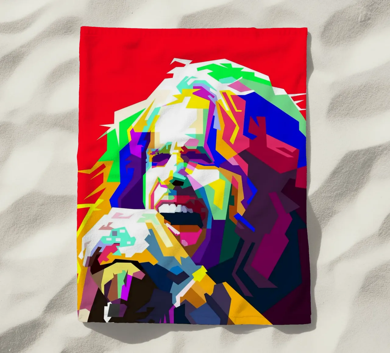 Steven Tyler Aerosmith Cantante Classic Rock WPAP Stile Illustrato telo mare da Artkreator