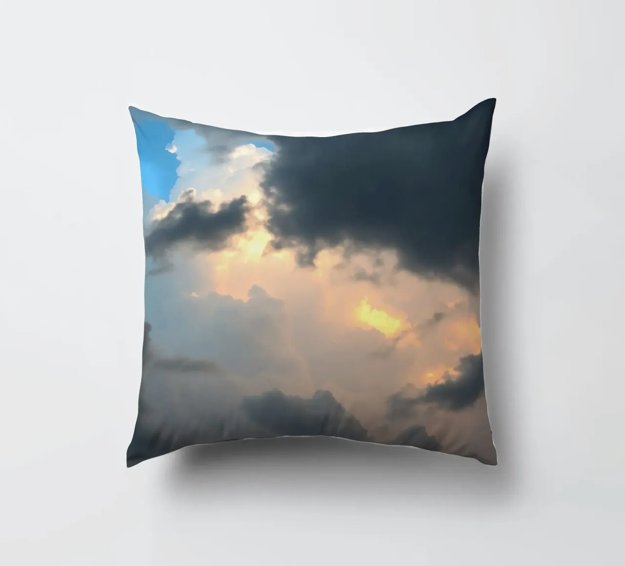 Dramatic cloud formations with hints of blue sky decorative cushion by DesignDoodle