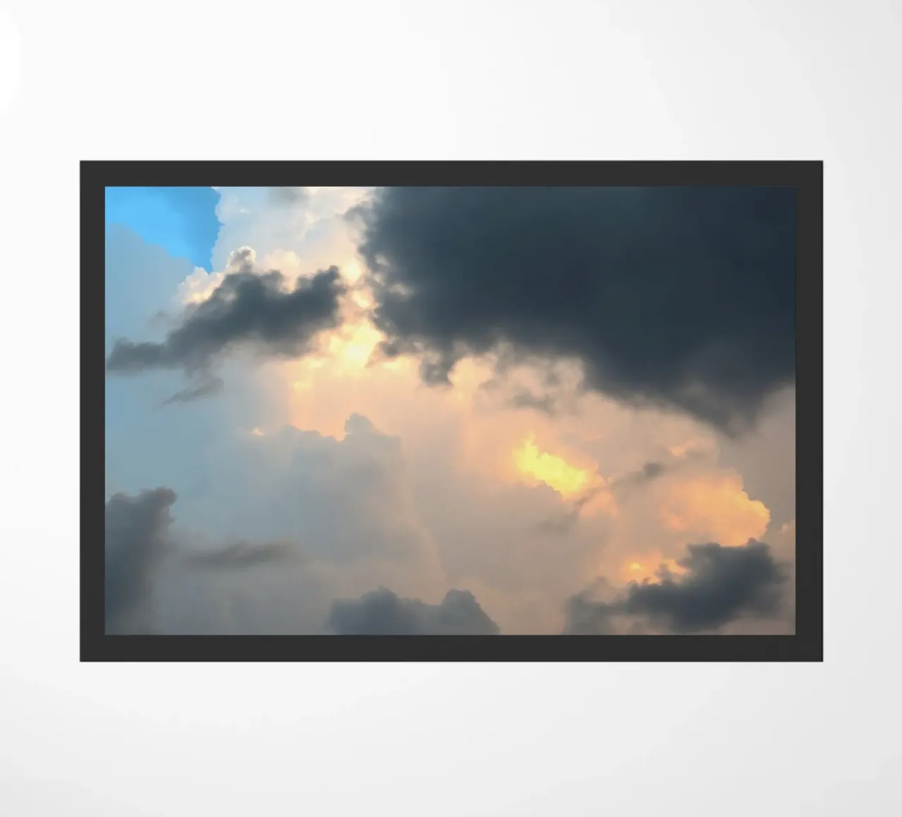 Dramatic cloud formations with hints of blue sky doormat by DesignDoodle