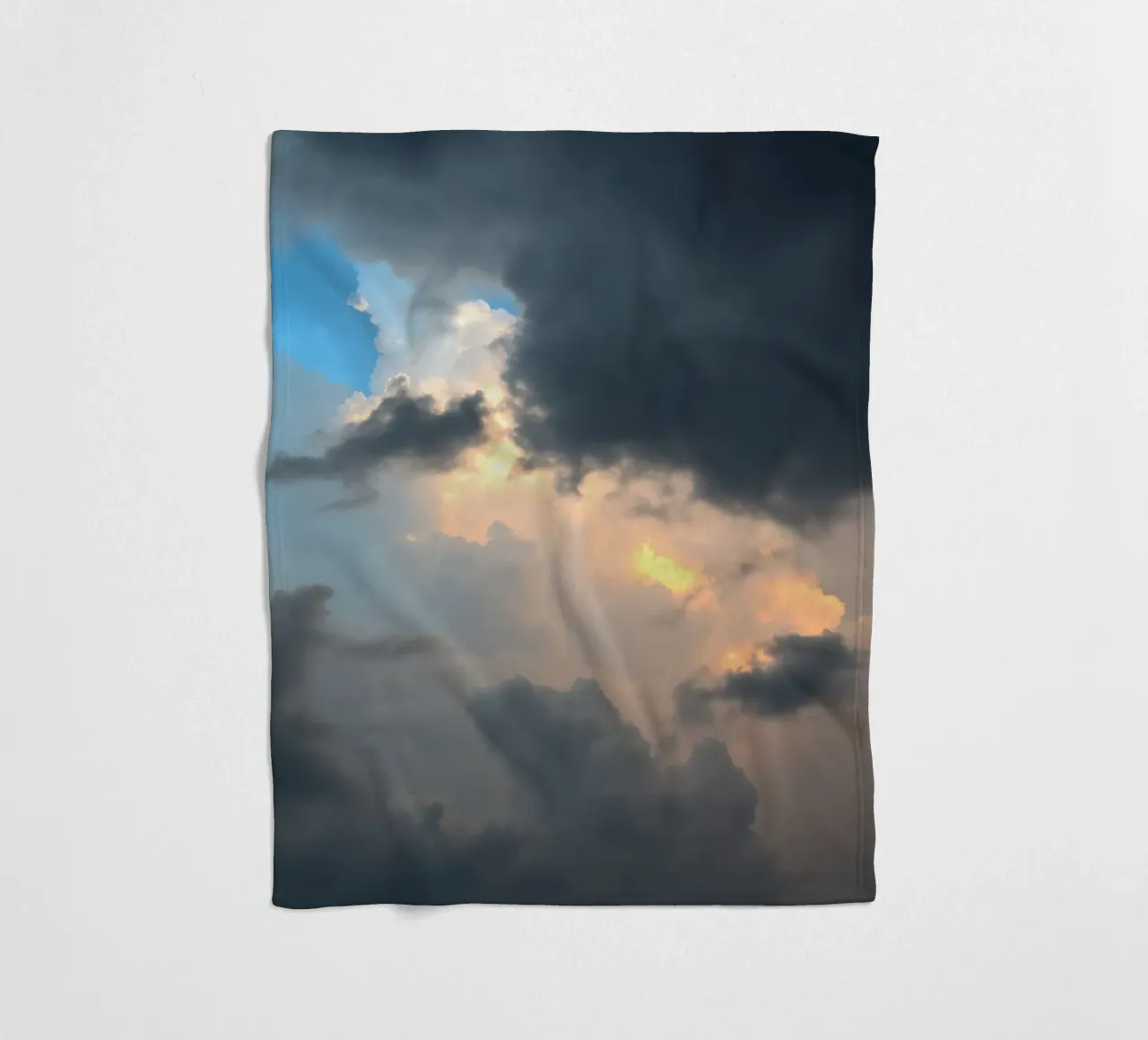 Dramatic cloud formations with hints of blue sky fleece blanket by DesignDoodle
