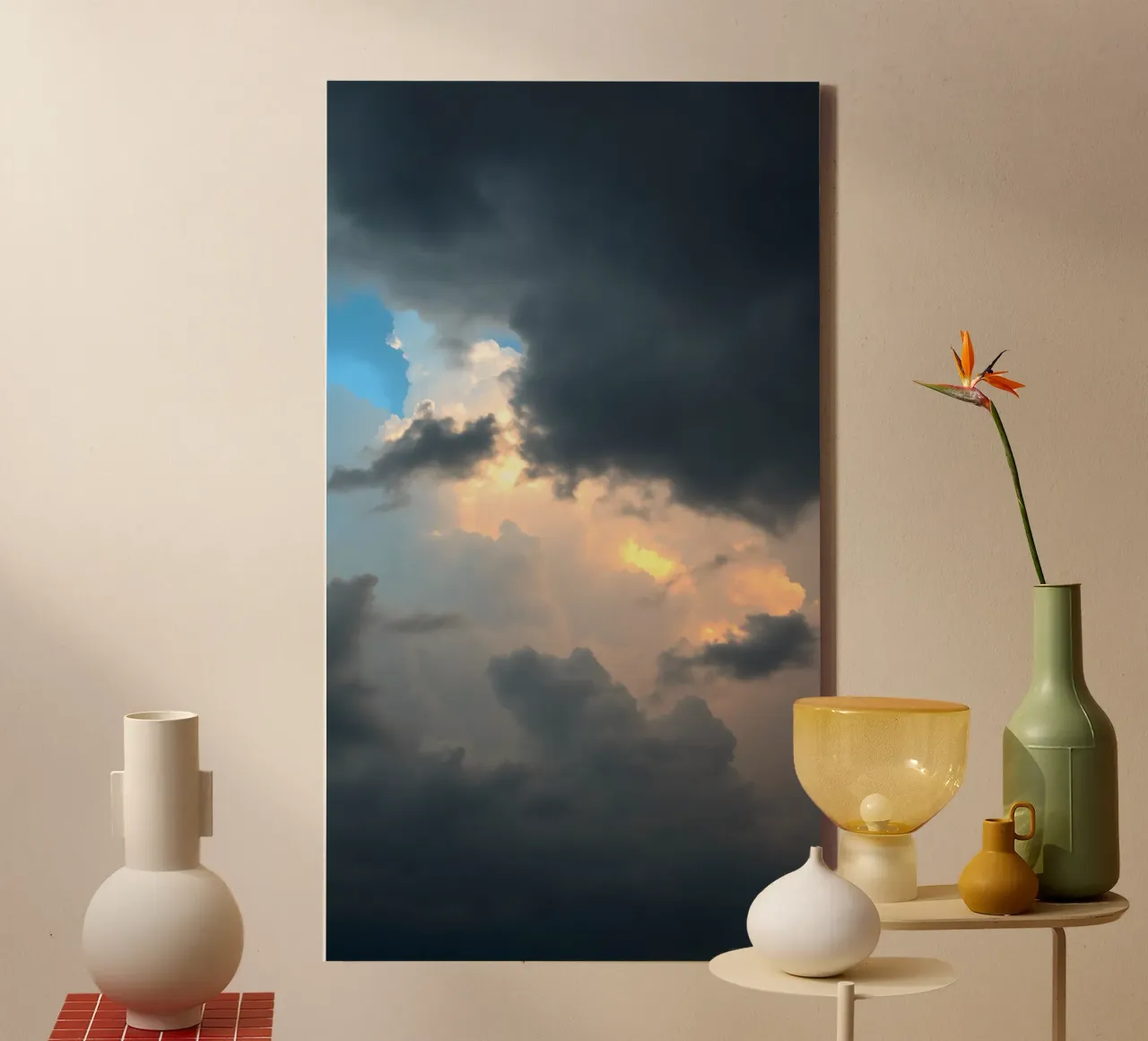 Dramatic cloud formations with hints of blue sky canvas by DesignDoodle