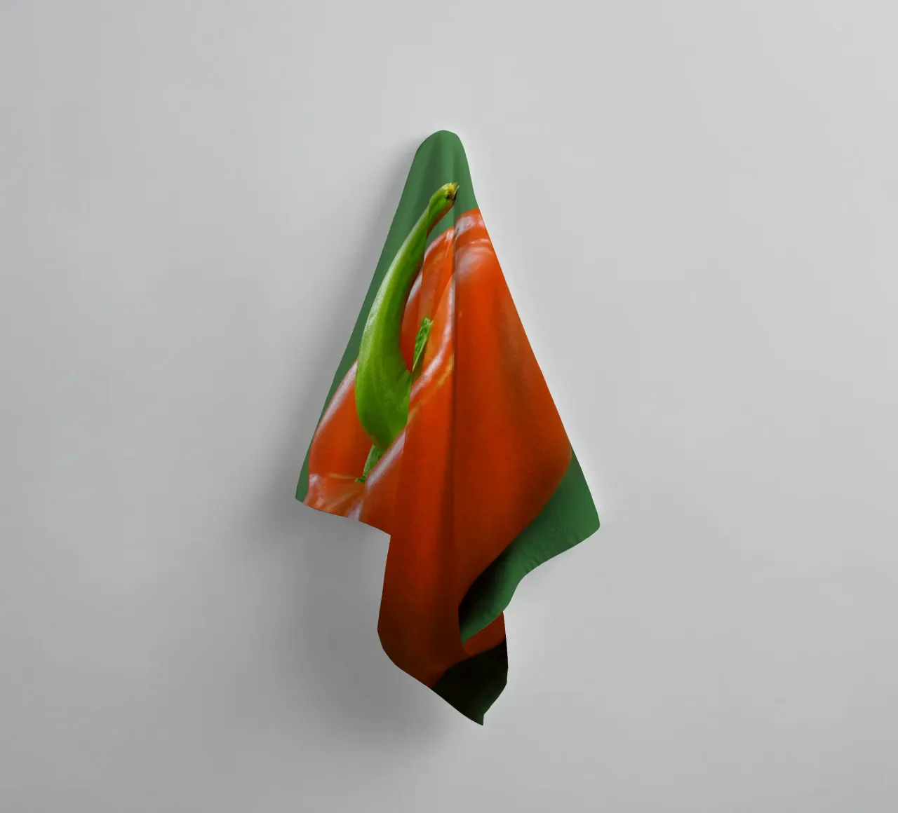 Bell pepper and green background towel by Little Dean