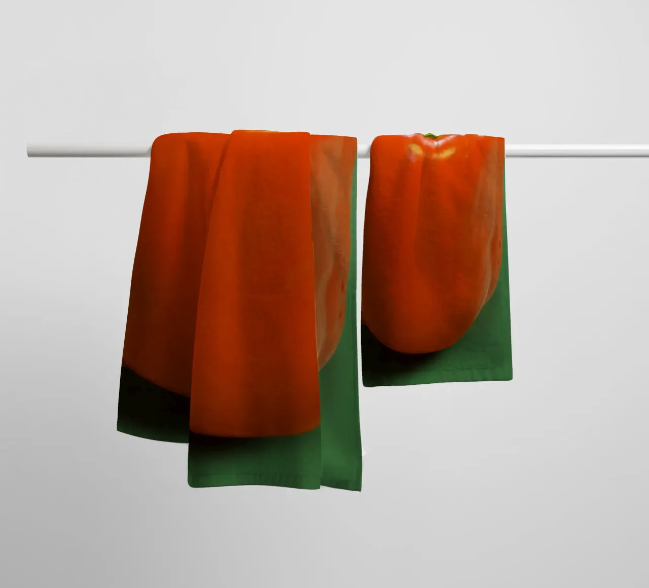 Bell pepper and green background towel by Little Dean