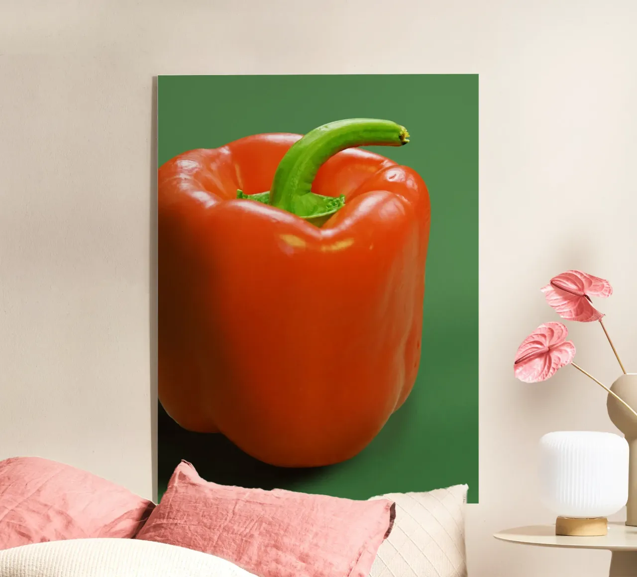 Pimiento y fondo verde metacrilato de Little Dean