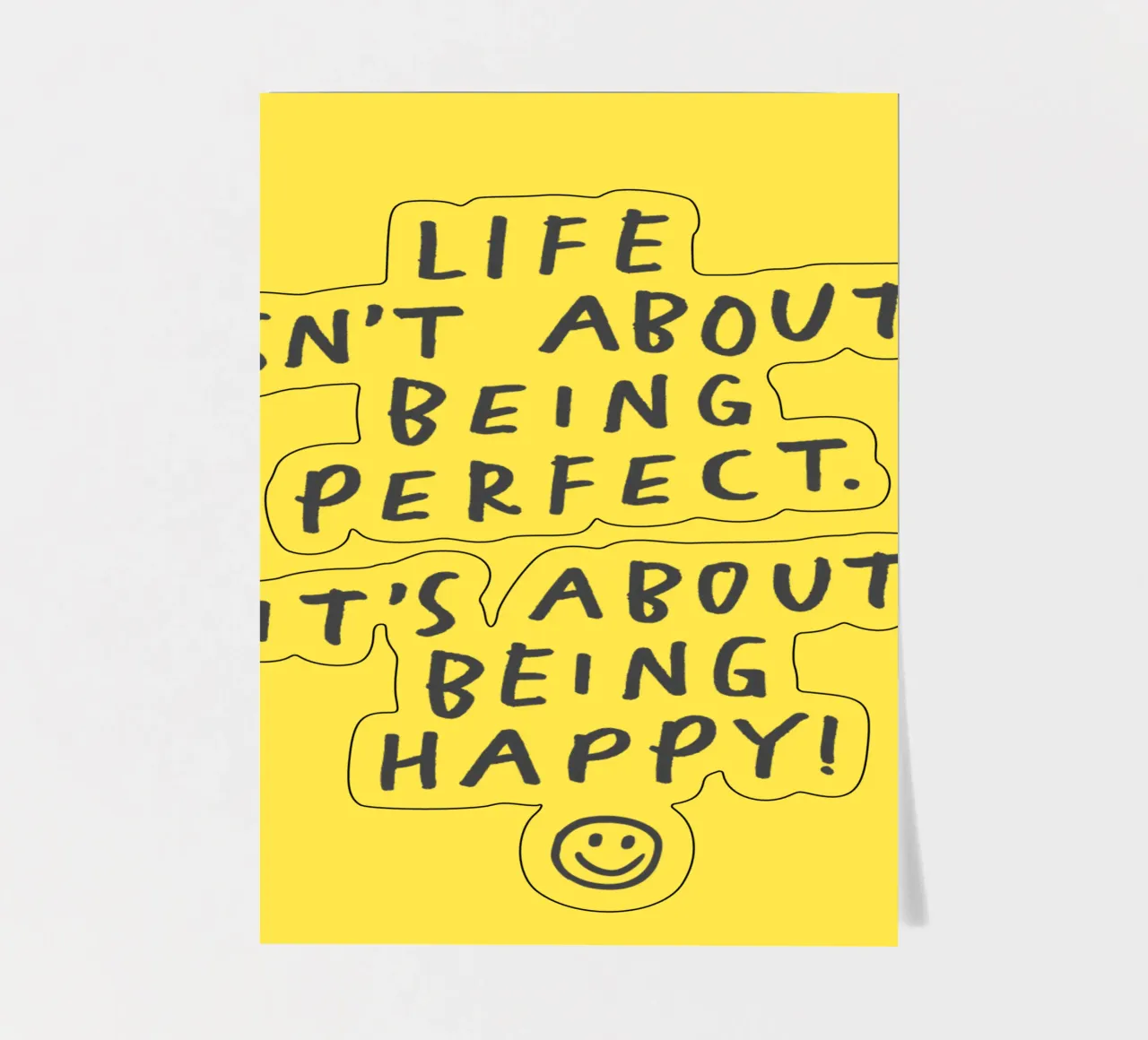 Im Leben geht es nicht darum, perfekt zu sein, sondern darum, glücklich zu sein Stickerbogen von THE MOTIVATED TYPE