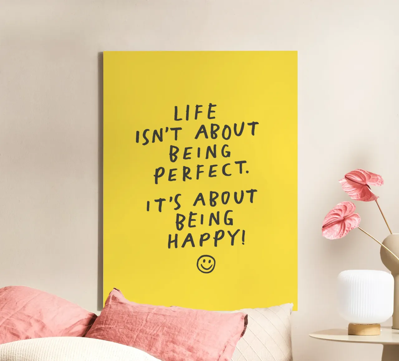 Life Isn't About Being Perfect It's About Being Happy canvas with Floater frame by THE MOTIVATED TYPE