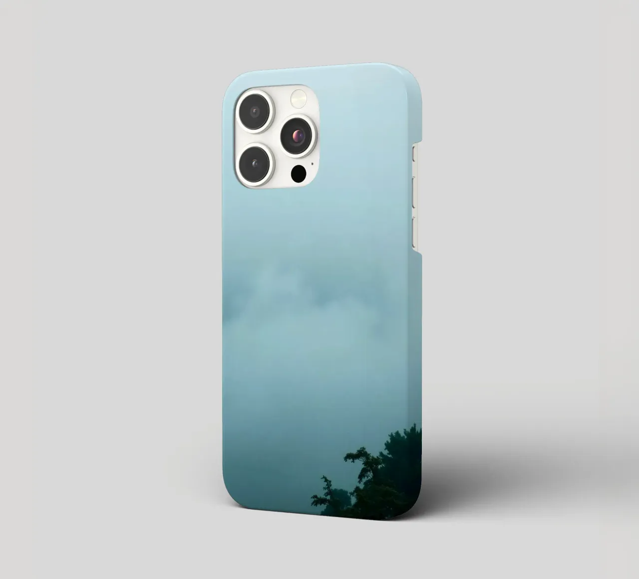 Foggy landscape with trees, creating calming atmosphere iphone case by DesignDoodle