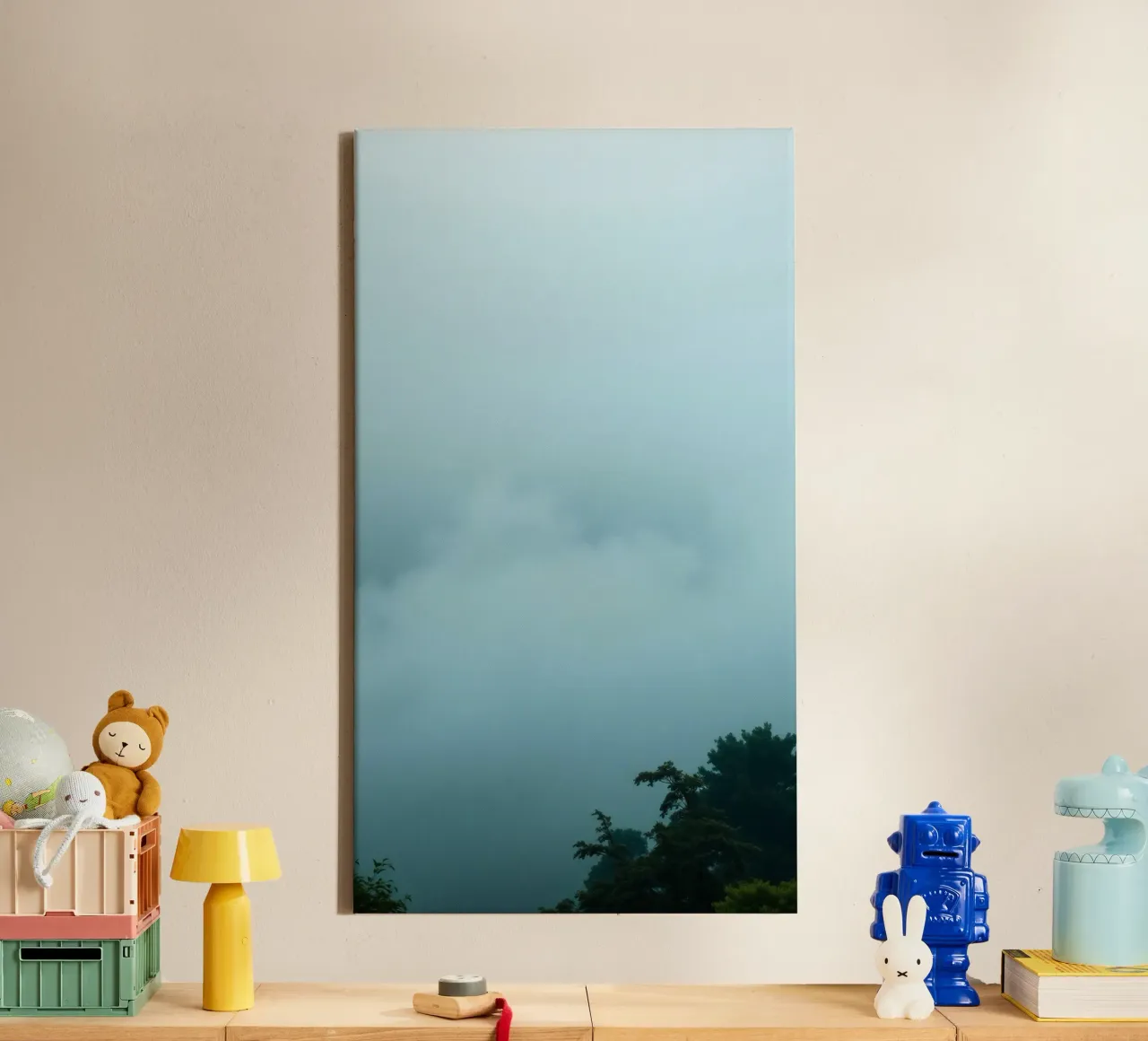 Foggy landscape with trees, creating calming atmosphere canvas by DesignDoodle