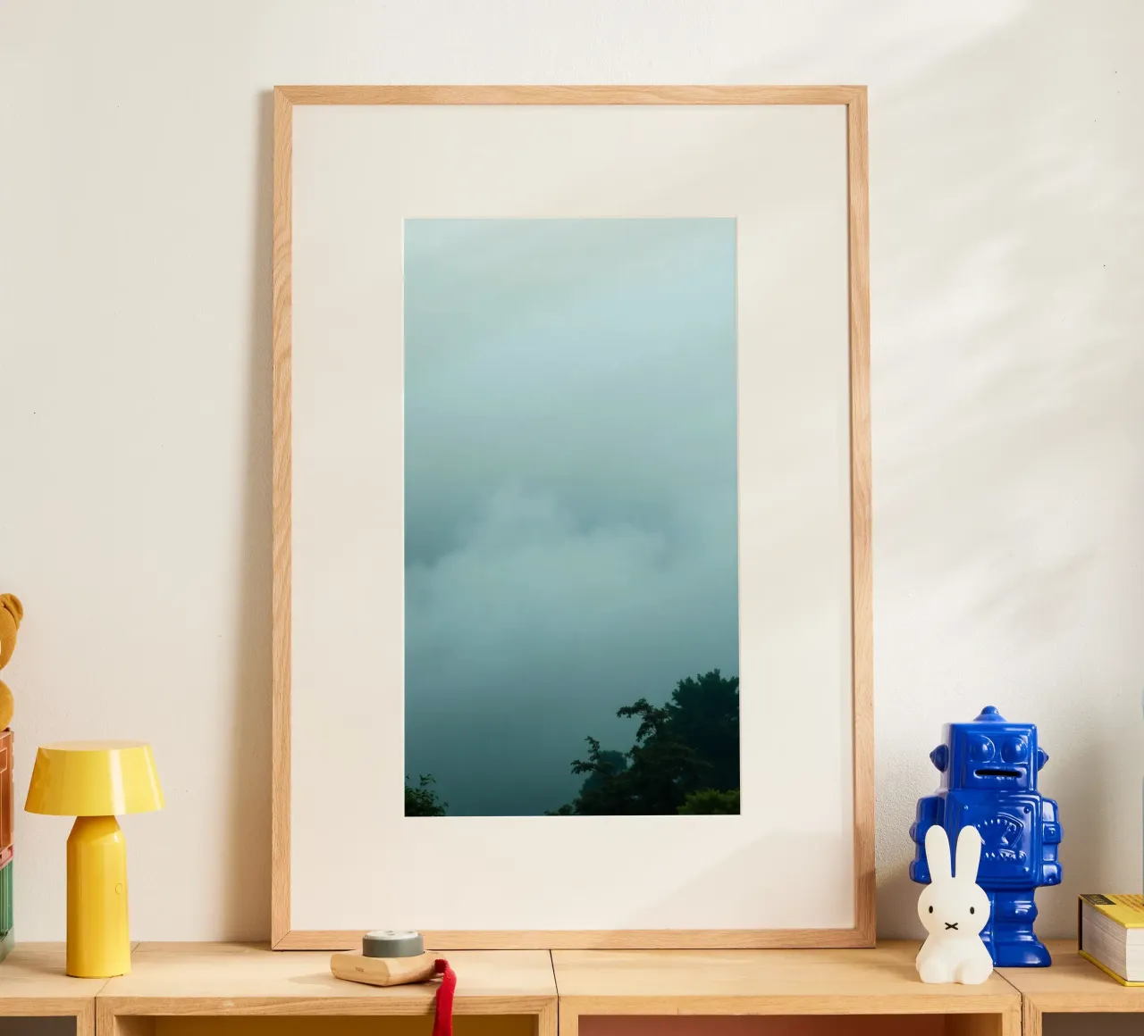 Foggy landscape with trees, creating calming atmosphere hahnemühle by DesignDoodle