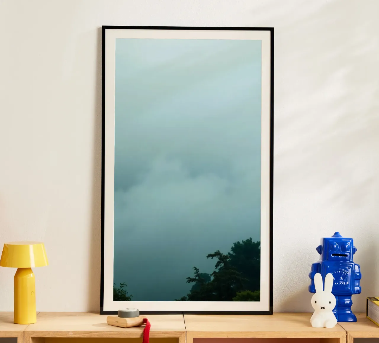 Foggy landscape with trees, creating calming atmosphere hahnemühle by DesignDoodle